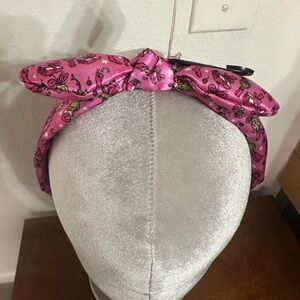 Grinch pink satin bow headband womens girls pink headband new Christmas